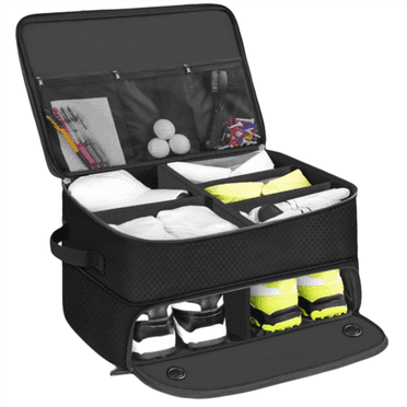 Organisateur de Coffre de Golf avec Rangement pour Chaussures, Boîte de Rangement Multi-Compartiments pour Accessoires de Golf, 1 * Sac de Rangement de Golf, Noir