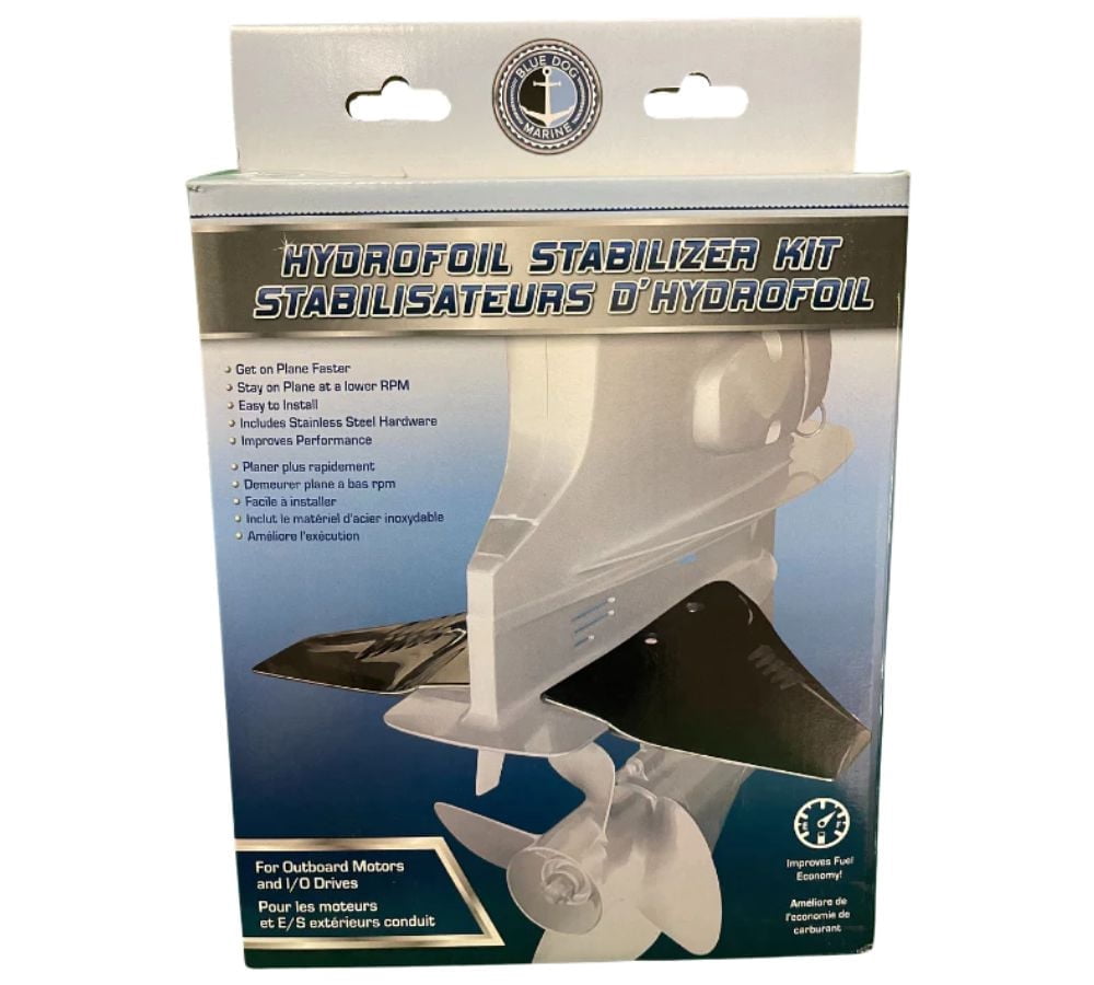 Blue Dog Marine Hydrofoil Stabilizer Kit, Hydro-Stabilizer Fins for Outboard/Outdrive Motors