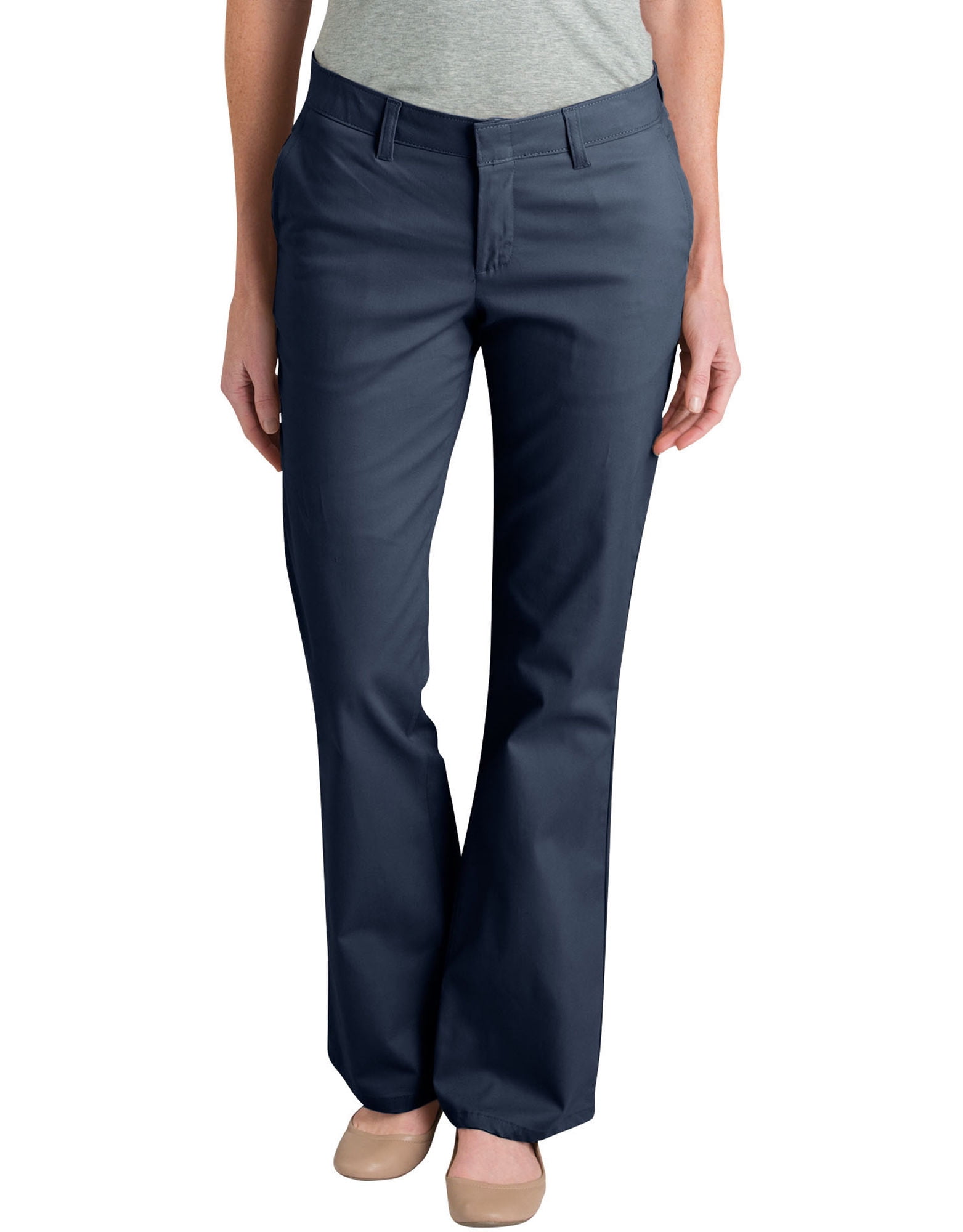 Dickies Womens Slim Fit Bootcut Stretch Twill Pants, 16 Short, Dark Navy