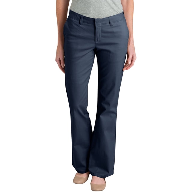 Dickies Womens Slim Fit Bootcut Stretch Twill Pants, 18 Short, Dark Navy