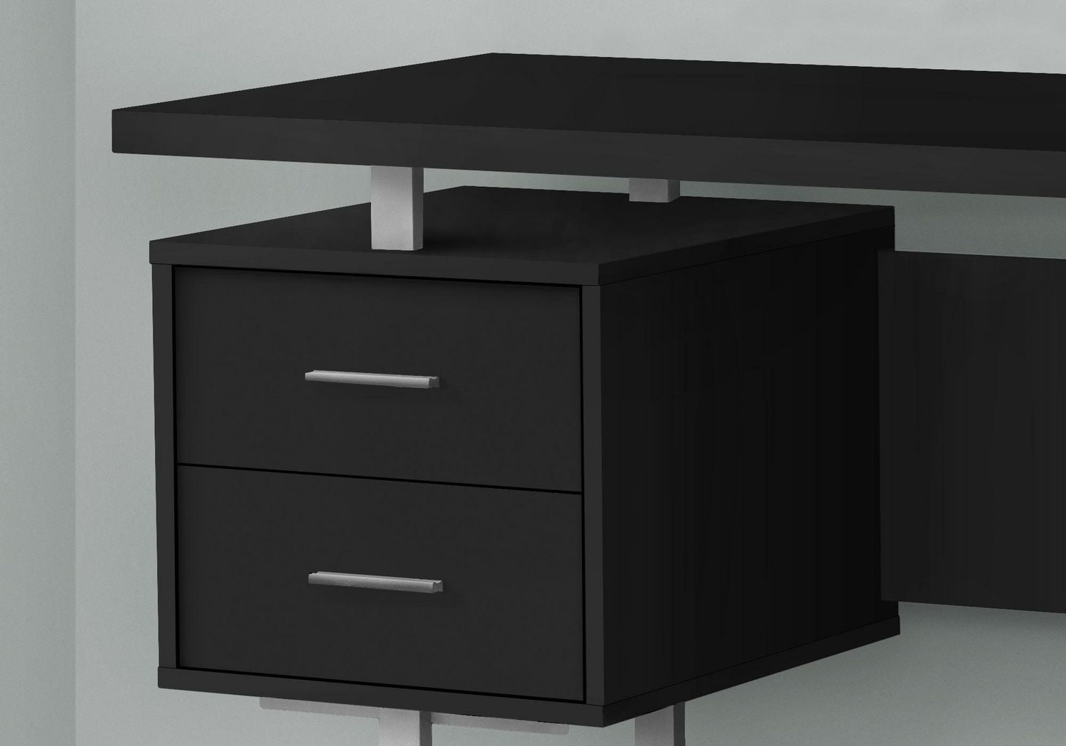Monarch Specialties Bureau, Bureau À Domicile, Ordinateur Portable, Configuration Gauche, Droite, Tiroirs De Rangement, 60"l, Travail, Métal, Stratifié, Noir, Gris, Contemporain, Moderne
