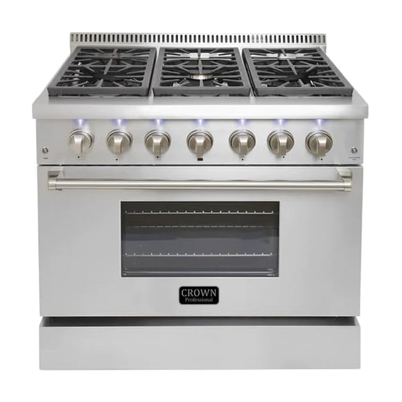 CROWN 36" Professional Stainless Steel Dual Fuel 5.2 cu. ft Electric Oven Gas Range ARD3601