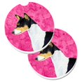 thumbnail image 1 of Pink Basenji Set of 2 Cup Holder Car Coaster, 1 of 1
