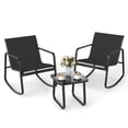 thumbnail image 1 of Costway 3 Piece Patio Rocking Set 2 Rocking Bistro Chairs & Glass-Top Table for Porch, 1 of 10