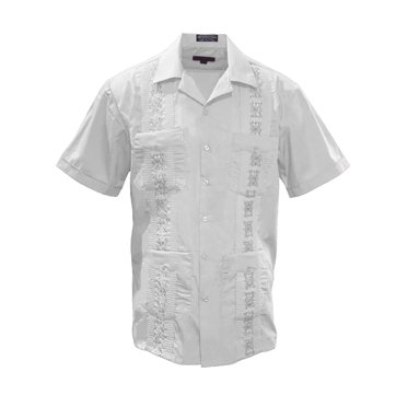 Gravity Threads Mens Guayabera Summer Shirt - White - 2X-Large