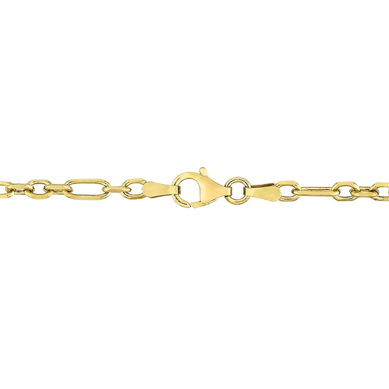 Collier rolo figaro de coupe diamant de Miabella en argent sterling plaqué or jaune 18K