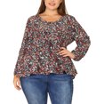 thumbnail image 1 of GRACE & GRANDEUR Plus Size Blouses for Women V Neck Button Up Ruffle Flowy Tunic Peplum Tops Black 1X, 1 of 6