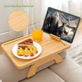 thumbnail image 3 of Sofa Tray Table Clip-On Side Table, Fits Wide Sofa Arms, Foldable Sofa Tray with 360° Rotating Phone Holder, Armrest Table for Eating/Drinking/Snacks/Remote Controls (Rectangular), 3 of 7
