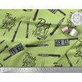 thumbnail image 3 of Soimoi Green Poly Georgette Fabric Text & Knife Kitchen Print Fabric by the Yard 42 Inch Wide, 3 of 3