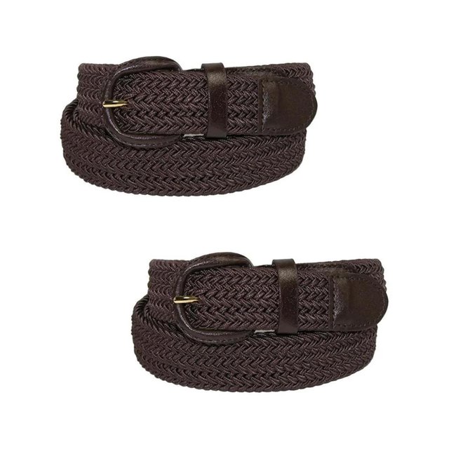 CTM® Elastic Braided Belt with Covered Buckle (Pack of 2) (Men's)