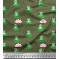 thumbnail image 1 of Soimoi Rayon Fabric Lotus & Frog Kids Print Fabric by The Yard 42 Inch Wide, 1 of 3