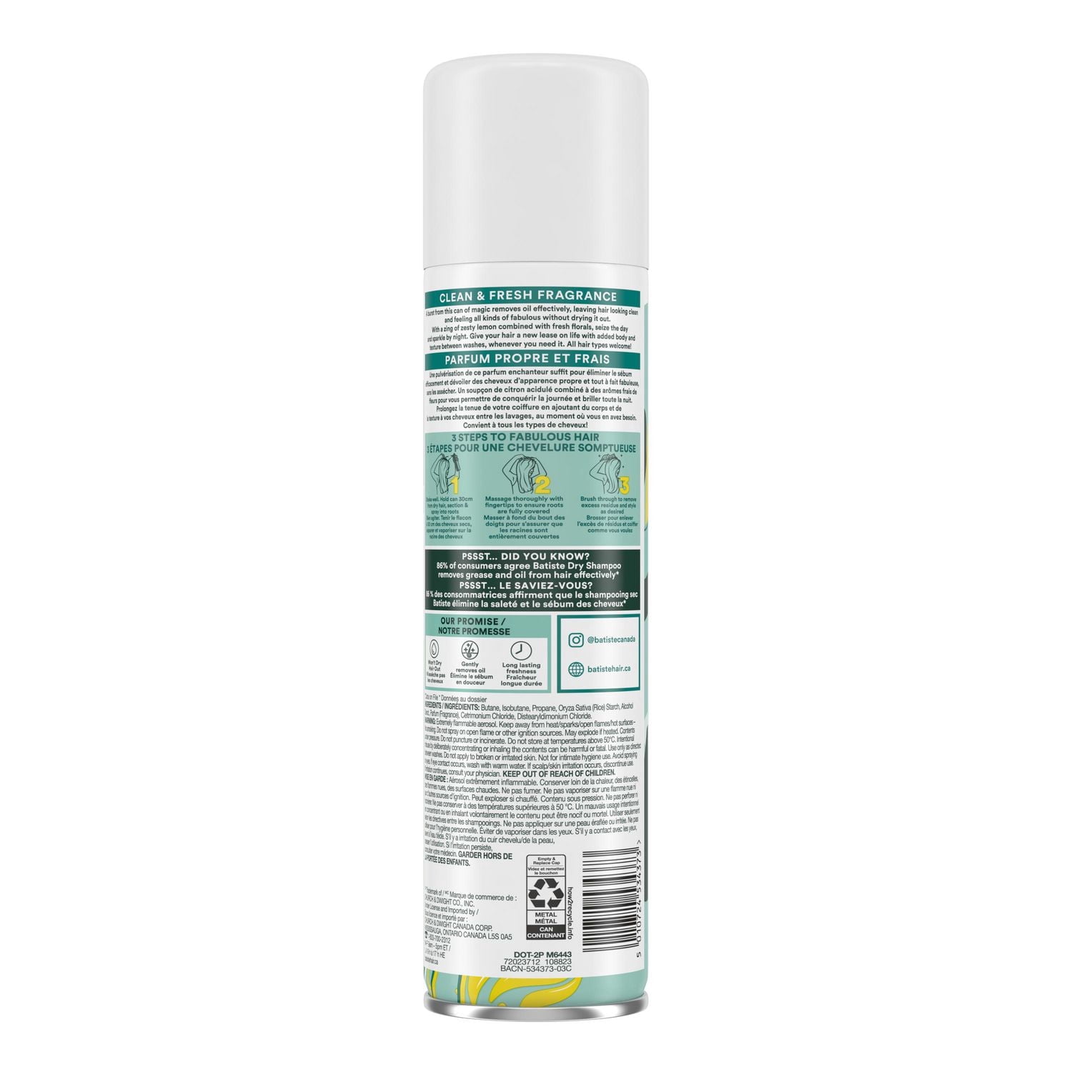 Batiste Original Dry Shampoo, Value Pack, Refresh Hair & Absorb Oil Between Washes, Waterless Shampoo for Added Texture and Body, 350 ml