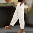 thumbnail image 2 of Chbgutlmr Pantalon pour Femmes Taille Élastique Froncé Ample Léger Décontracté Pantalon de Travail Couleur Unie Automne, 2 of 6