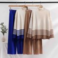 thumbnail image 4 of Yuyuzo Womens Ribble Knit 2 Piece Sets Long Sleeve Turtleneck Pullover Sweaters with Straight Leg Pants Suits, 4 of 4