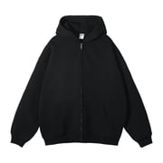 Mens Zip Up Hoodie Long Sleeve Fleece Full Zip Hooded Sweatshirt Pullover With Pocket Men'S Hoodies & Sweatshirts Black Xl