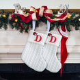 thumbnail image 5 of Fridja 8 Inch Mini Initial Christmas Stocking Monogram Embroidered Christmas Stocking White Knitted Small Christmas Stocking Decorations for Fireplace Mantle Christmas Wall, 5 of 5