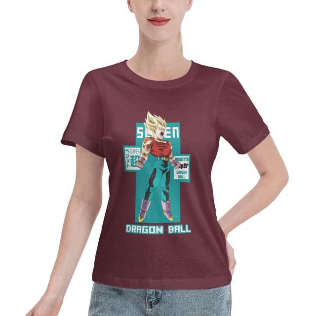 T-Shirt Basique à Manches Courtes pour Femmes Super Saiyan