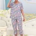 thumbnail image 2 of Pisexur Ensembles de Pyjama pour Femmes 2 Pcs Boho à Imprimé Floral Chemises de Nuit en Coton pour Femmes Décontractées Col Rond T-Shirts à Manches Courtes Hauts et Pantalons de Détente Longueur Genou Pyjamas Grande Taille pour Femmes Ensemble TG-4TG, 2 of 3