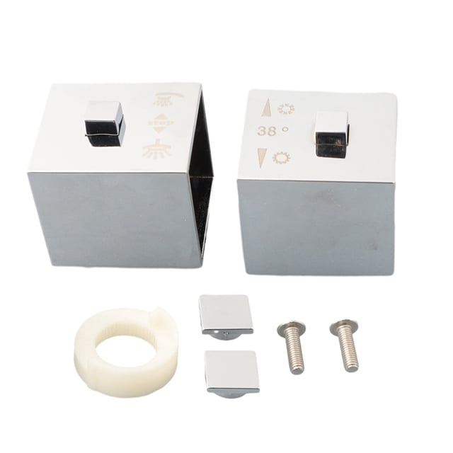 1 Pair Square Shower Temperature Control Handle Knob Chrome Thermostatic Handle