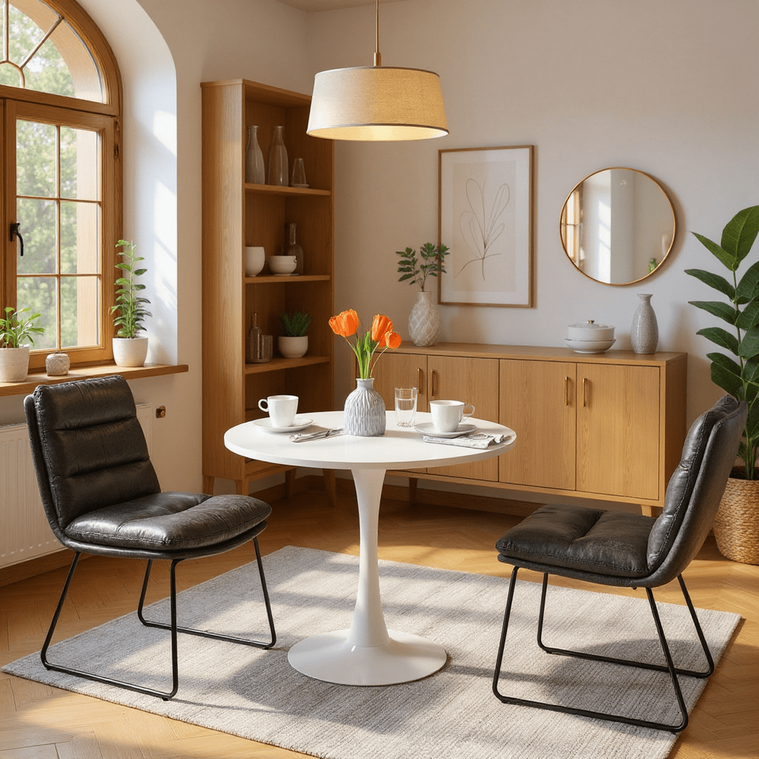 Ensemble de 2 chaises de salle à manger Homy Casa avec pattes traîneaux en métal argenté et épais revêtement capitonné