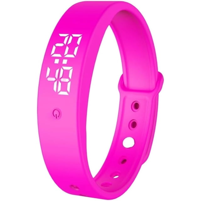 Montre Réveil Vibrante pour Gros Dormeurs, Bracelet à Vibration Silencieuse avec Conception Résistante à l'Eau, Traqueur de Sommeil Ajustable et Rappel Silencieux pour Hommes et Femmes, Rose