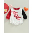 thumbnail image 2 of Faithtur Bébé Garçons Filles Tombent Romper, Manches Longues Col Rond Lettre Impression Contraste Couleur Bodysuit, 2 of 8