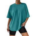 thumbnail image 2 of B91xZ Tunique à Blocs de Couleur pour Femmes Manches Courtes Refroidissante Performance Active Col Rond T-Shirt, Bleu Ciel L, 2 of 4