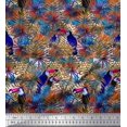 thumbnail image 1 of Soimoi Poly Georgette Fabric Leaves & Toucan Bird Print Fabric by Yard 52 Inch Wide, 1 of 3