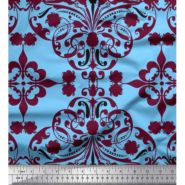Tissu Imprimé Damassé Marocain 1 Yard 42 Pouces de Large