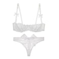 thumbnail image 1 of Soutien-gorge Balconnet Demi-Bonnet Non Doublé en Dentelle pour Femme à Armatures, Transparent, et String Transparent, 1 of 5
