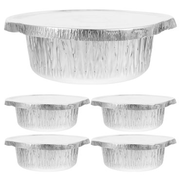 5pcs Foil Pans With Lids 8x7 Inch Aluminum Pans With Covers Disposable Food Containers For Baking Cooking Heating Storing Prepping Food Silver