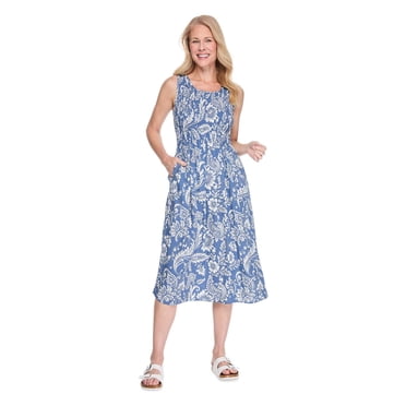 Robe longue sans manches à smocks Iyla pour femmes