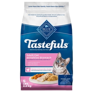 Blue Buffalo Tastefuls Nourriture pour chats secs, estomac sensible, poulet et riz brun 2.2kg