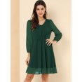 thumbnail image 2 of INSPIRE CHIC Robe en Chiffon Fluide à Manches Mi-Longues et Col en V pour Femmes, 2 of 6