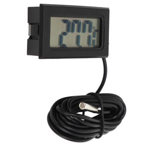 Small Digital Temperature Meter, Plastic Housing Black LCD Embedded   for Fish
