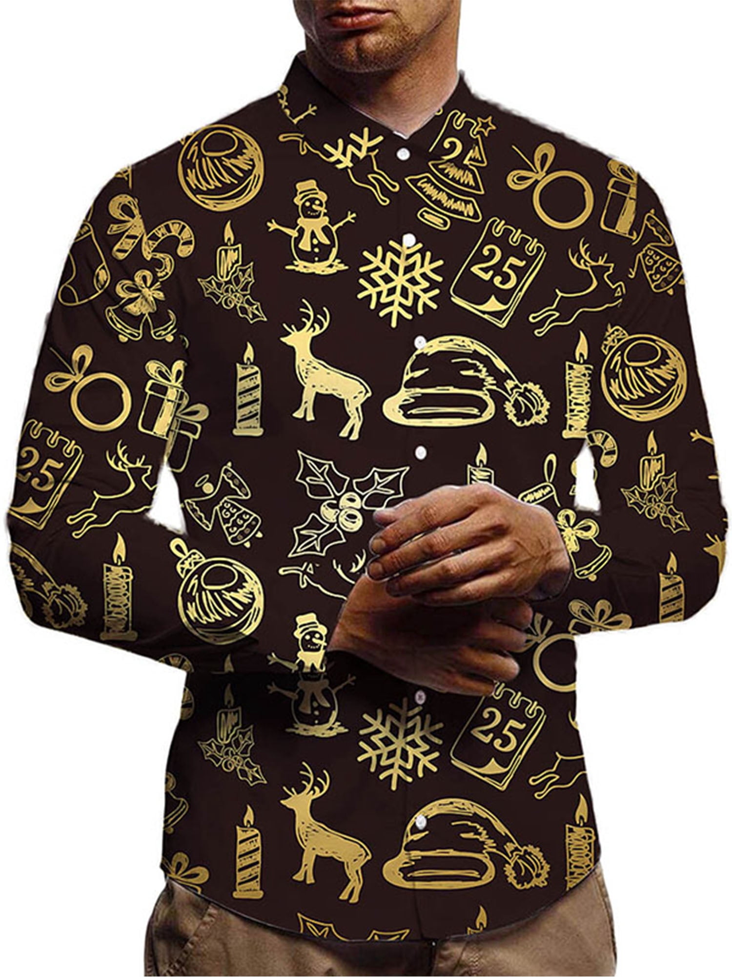 Innerwin Chemise Tunique Boutonnée pour Hommes Col à Revers Confortable Chapeau 3TG