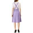 thumbnail image 3 of Unique Bargains Jupe Midi Plissée à Bretelles Rétro à Taille Élastique pour Femme Violet TP, 3 of 6