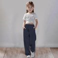 thumbnail image 2 of Girls Linen Pants Pants for Gymnastics Girls Medium And Large Children Casual Girls Solid Color Drawstring Sweatpants, 2 of 6