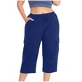 thumbnail image 3 of Wlynlyn Plus Size Capri Pants for Women Drawstring High Waisted Sweatpants Straight Leg Summer Cropped Trousers Size L, 3 of 7