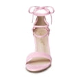 thumbnail image 2 of BLISSFUL STEP Sandales pour Femmes Unies d'Été à Talons Blocs à Lacets Rose Pâle 6,5, 2 of 8