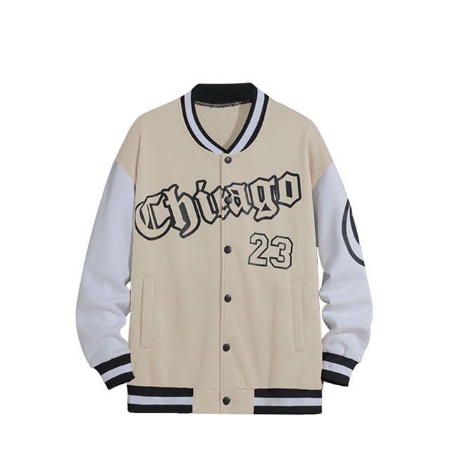 Faithtur Men's Spring Autumn Casual Coat Long Sleeve Letter Printed Button Up Contrast Color Baseball Jacket