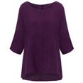 thumbnail image 2 of T-Shirt pour Femme, Couleur Unie, Haut Décontracté, Court, Col Rond, Manche Courte, Blouse en Lin, Violet, P, 2 of 7
