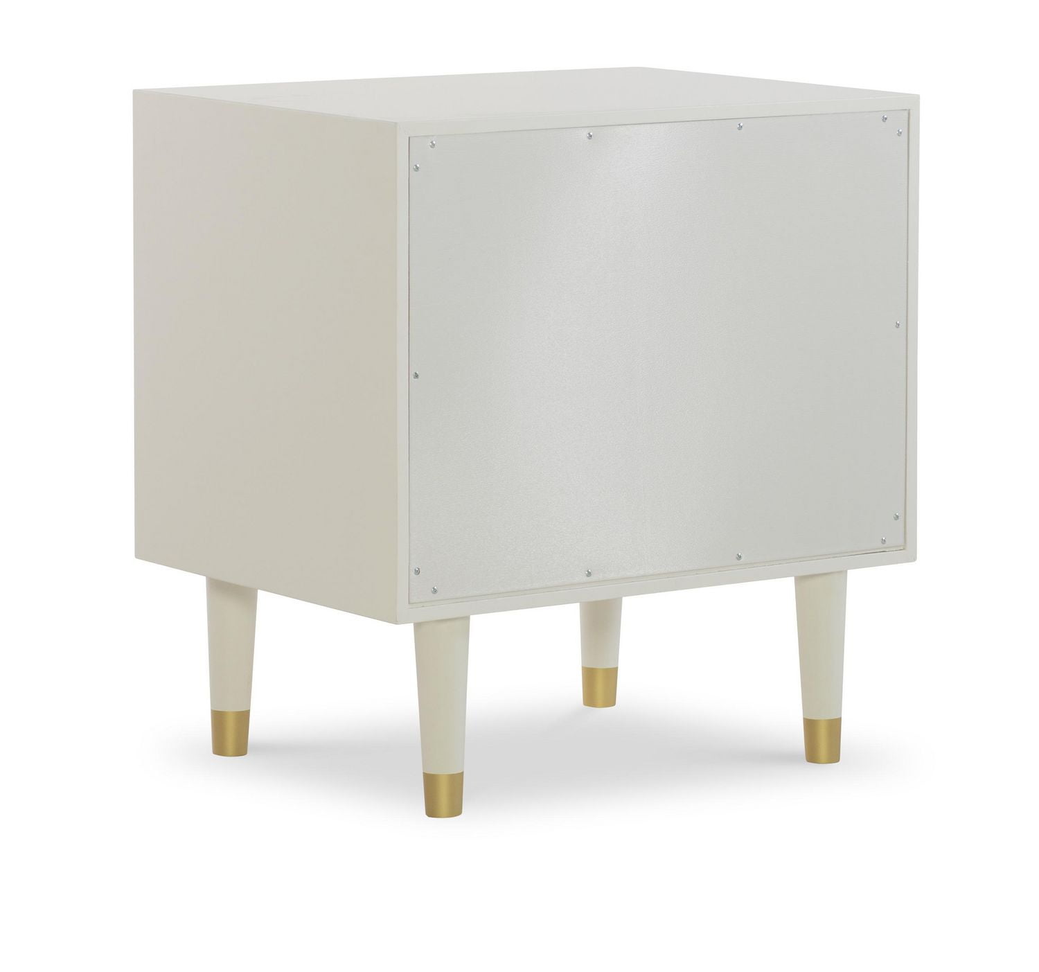 Table de chevet géométrique à deux tiroirs, blanc