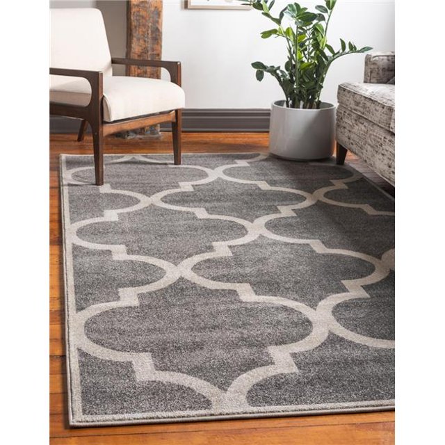 Unique Loom 3116023 5 x 8 ft. Austin Trellis Rectangular Rug, Gray