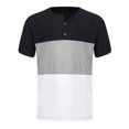 thumbnail image 2 of Men's Color Block Short Sleeve T-Shirt Henley Neck Slim Fit Tee Shirts Black S, 2 of 3