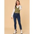 thumbnail image 3 of INSPIRE CHIC Veste Sans Manches à Carreaux Extensible Asymétrique à Col en V pour Femmes avec Boutons et Taille Cintrée, 3 of 6