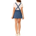 thumbnail image 3 of Unique Bargains Jupe à Bretelles Mini Décontractée pour Femme en Coton Lavé, Boutonnée devant, Ligne a, m Bleu m, 3 of 7