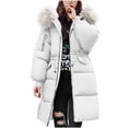 thumbnail image 2 of Winter Padded Jacket, Warm Cotton Coat, Hooded Cold-Weather Layer White 4Xl , Coat, 2 of 5