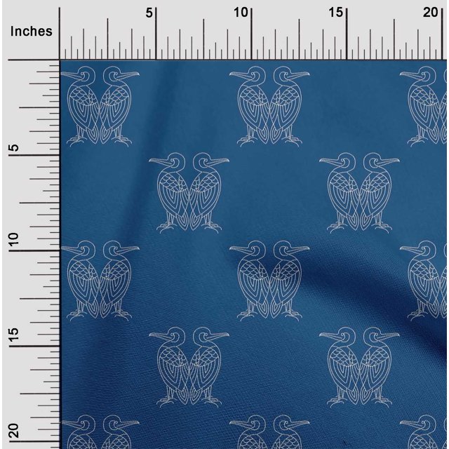 oneOone Silk Tabby Fabric Bird Artistic Sashiko Print Decor Fabric Printed BTY 42 Inch Wide