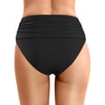 thumbnail image 3 of FYEGRE Women's High Waisted Bikini Bottom Tummy Control Ruched Bathing Suit Swim Bottom Black L, 3 of 5